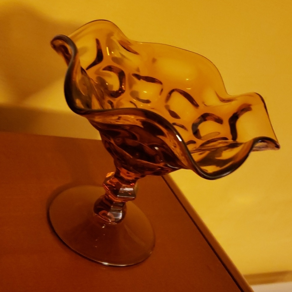 Vintage Amber Thumbnail Dish